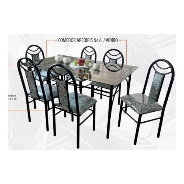 Comedor arcoiris no 6 vidrio