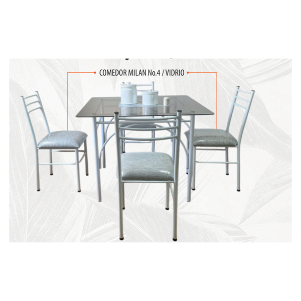 Comedor milan n4 vidrio azul grisaseo