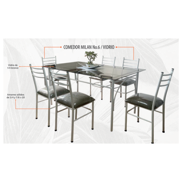 Comedor milan n6 vidrio
