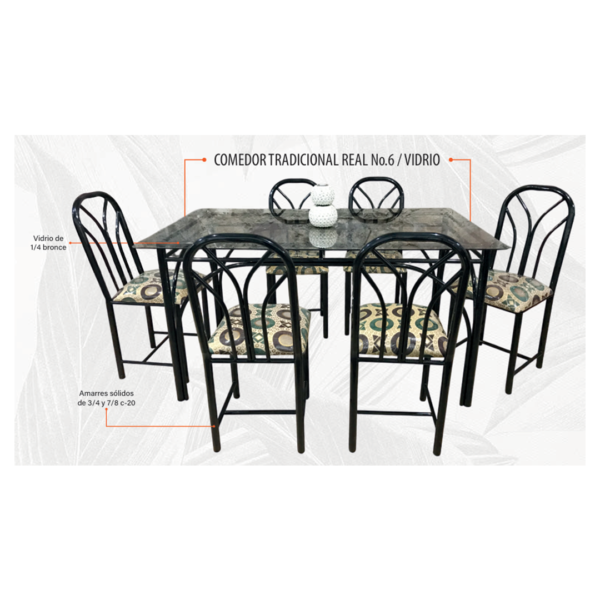 Comedor tradicional real n6 vidrio