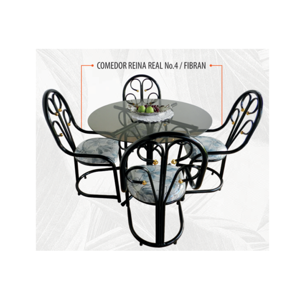 Comedor de sala reina real no 4 vidrio fibran floreado azul