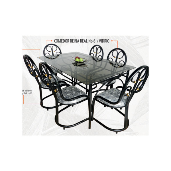 Comedor de sala reina real no 6 vidrio